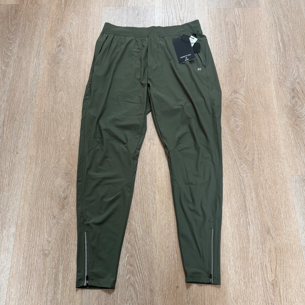 Kenneth Cole Tech Jogger Men Size M Olive Green 4-Way Stretch Reflective NWT